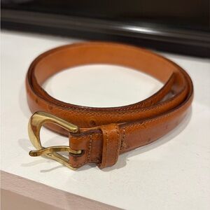 MARTIN DINGMAN Western Tan Ostrich Pattern Leather Belt